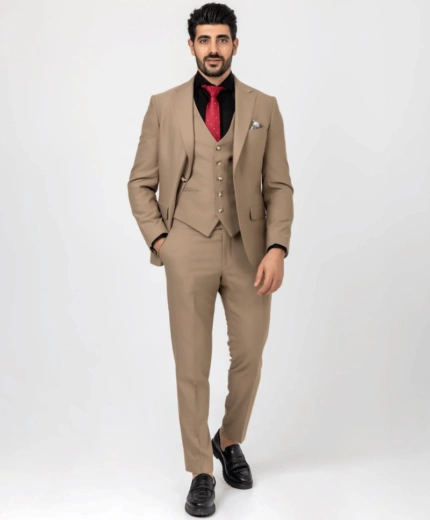 Men’s Taupe Wool Blend Suit