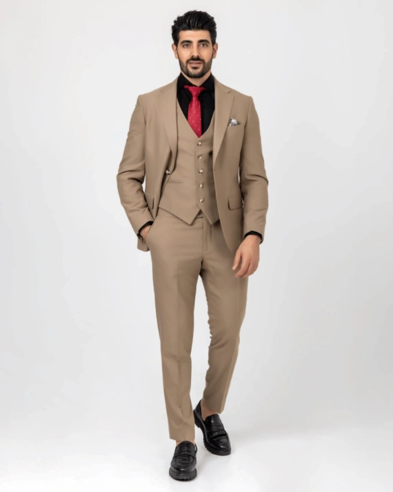 Men’s Taupe Wool Blend Suit