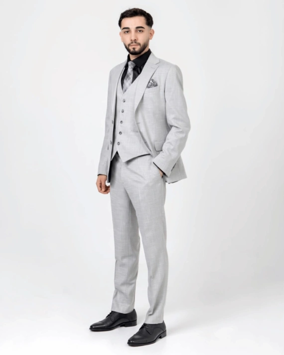 Men’s Light Grey Wool Blend Suit