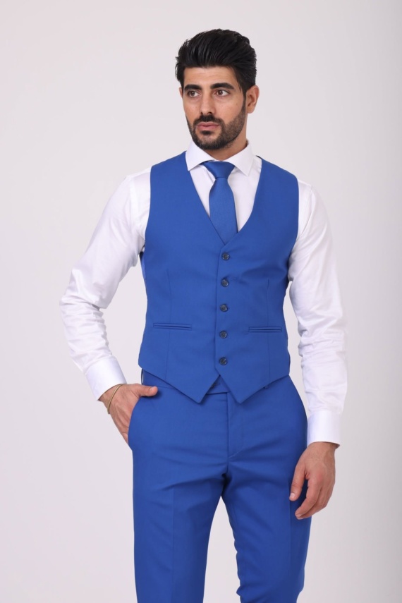 Men’s Blue Wool Blend Suit - Image 3