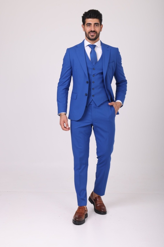 Men’s Blue Wool Blend Suit - Image 2